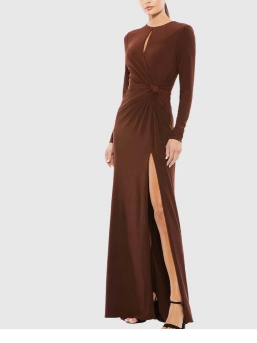 MAC DUGGAL | LONG SLEEVE KEYHOLE DRAPED size 14 GOWN 55708 Jersey evening dress